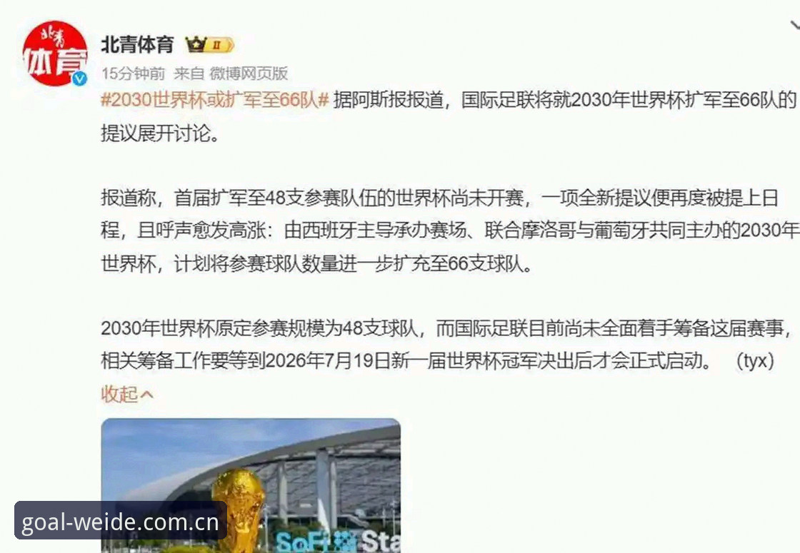 2030年世界杯扩军至66队最新动态，中国男足迎来历史性机遇